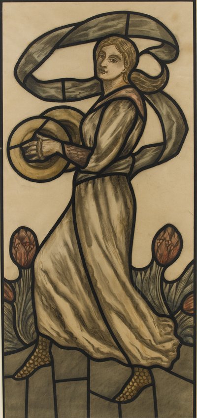 موسيقي مع صنج ، تصميم لنافذة زجاجية ملونة ، ج .1918 (مرحاض فوق قلم رصاص على ورق) بواسطة صورة سلوين